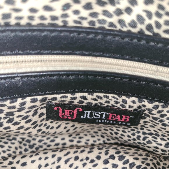 JustFab Black & Gold Studded PU Vegan Leather Clutch Fold Over Biker Punk Goth - Picture 9 of 12